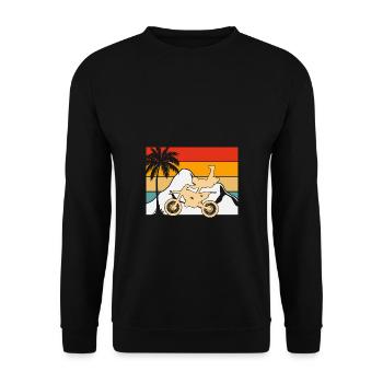 Dirt Bike Rider Retro Sunset - Unisex Pullover - Schwarz - Vorne - Alina (178cm) & Michal (187cm)