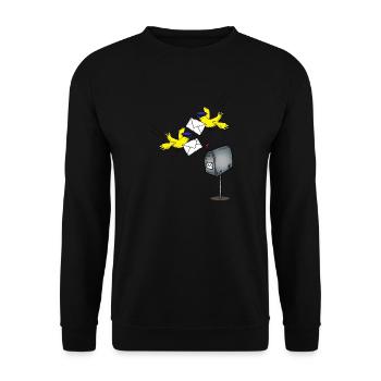 Briefvogel als Beruf Postbote Geschenk - Unisex Pullover - Schwarz - Vorne - Alina (178cm) & Michal (187cm)