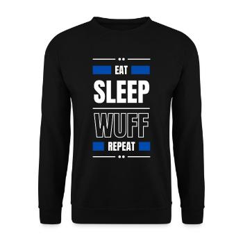 manger sommeil wuff chien répéter idée cadeau chien - Sweat-shirt Unisexe - noir - Devant - Alina (178cm) & Michal (187cm)
