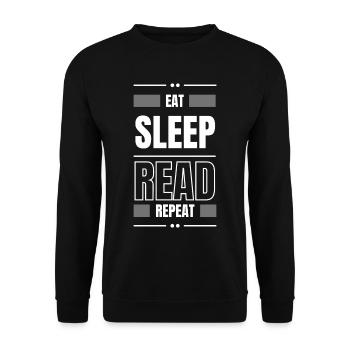 manger dormir lire répéter l’idée cadeau lire dire - Sweat-shirt Unisexe - noir - Devant - Alina (178cm) & Michal (187cm)