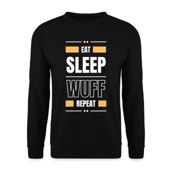 manger sommeil wuff chien répéter idée cadeau chien - Sweat-shirt Unisexe - noir - Devant - Alina (178cm) & Michal (187cm)
