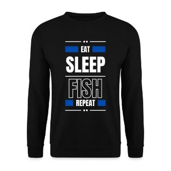 eat sleep fish repeat gift idea fishing saying - Unisex Sweatshirt - black - Front - Alina (178cm) & Michal (187cm)