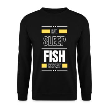 eat sleep fish repeat gift idea saying fishing - Unisex Sweatshirt - black - Front - Alina (178cm) & Michal (187cm)