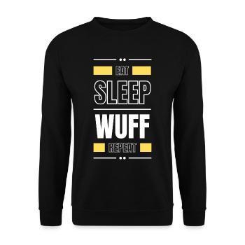 eat sleep wuff repeat gift idea saying dog - Unisex Sweatshirt - black - Front - Alina (178cm) & Michal (187cm)