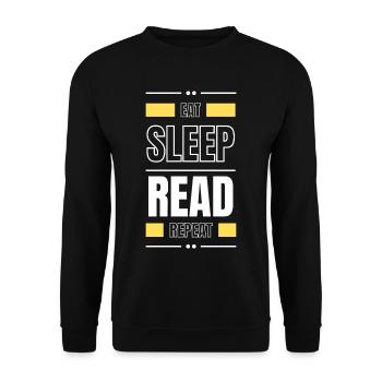 manger dormir lire répéter l’idée cadeau lire le slogan - Sweat-shirt Unisexe - noir - Devant - Alina (178cm) & Michal (187cm)