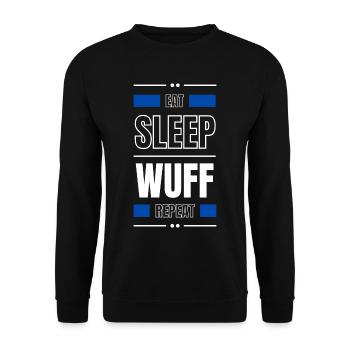 eat sleep wuff repeat gift idea saying dog - Unisex Sweatshirt - black - Front - Alina (178cm) & Michal (187cm)