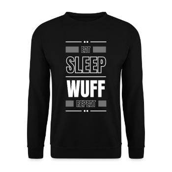 eat sleep wuff repeat gift idea saying dog - Unisex Sweatshirt - black - Front - Alina (178cm) & Michal (187cm)