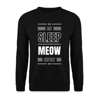 eat sleep meow repeat gift idea saying cat - Unisex Sweatshirt - black - Front - Alina (178cm) & Michal (187cm)
