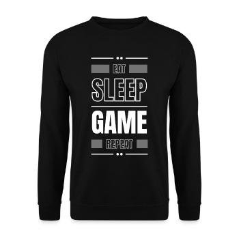 eat sleep game repeat geschenk idee spruch gamer - Unisex Pullover - Schwarz - Vorne - Alina (178cm) & Michal (187cm)
