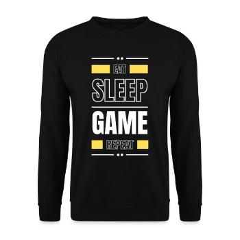 eat sleep game repeat geschenk idee spruch gamer - Unisex Pullover - Schwarz - Vorne - Alina (178cm) & Michal (187cm)