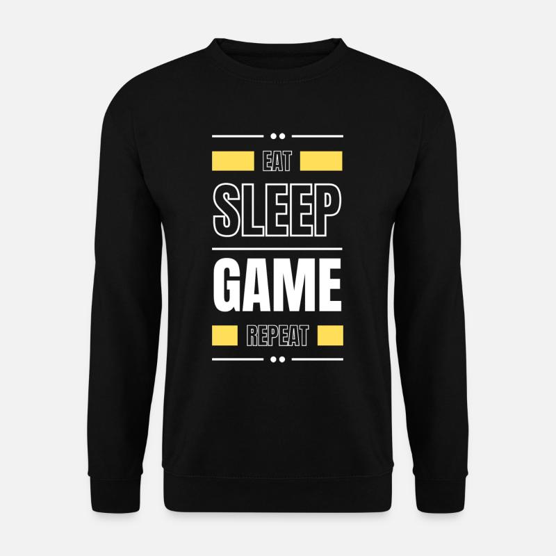 eat sleep game repeat geschenk idee spruch gamer - Unisex Pullover - Schwarz