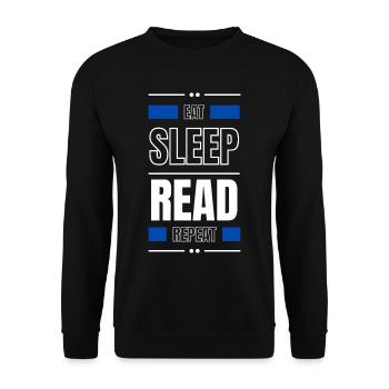 manger dormir lire répéter l’idée cadeau lire le slogan - Sweat-shirt Unisexe - noir - Devant - Alina (178cm) & Michal (187cm)