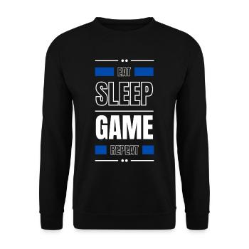 eat sleep game repeat geschenk idee spruch gamer - Unisex Pullover - Schwarz - Vorne - Alina (178cm) & Michal (187cm)
