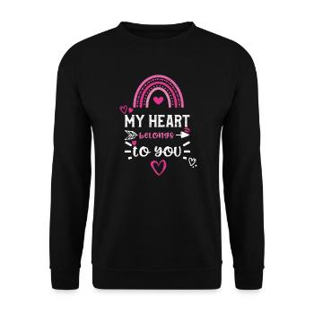 My heart belongs to you - Unisex Pullover - Schwarz - Vorne - Alina (178cm) & Michal (187cm)