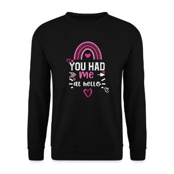 Tu m’as eu au bonjour - Sweat-shirt Unisexe - noir - Devant - Alina (178cm) & Michal (187cm)