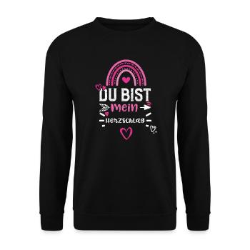 Du bist mein Herzschlag - Unisex Pullover - Schwarz - Vorne - Alina (178cm) & Michal (187cm)