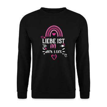 Liebe ist in der Luft - Unisex Pullover - Schwarz - Vorne - Alina (178cm) & Michal (187cm)