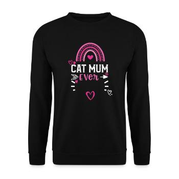 Cat Mum Ever - Valentine's Day - Unisex Sweatshirt - black - Front - Alina (178cm) & Michal (187cm)