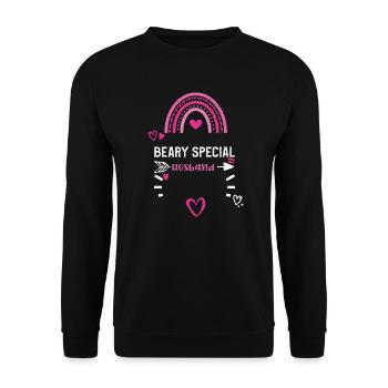 Beary Special Husband - Unisex Pullover - Schwarz - Vorne - Alina (178cm) & Michal (187cm)