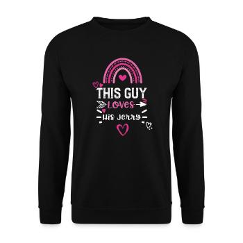 This Guy Loves His Jerry - Unisex Pullover - Schwarz - Vorne - Alina (178cm) & Michal (187cm)