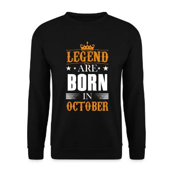 The Legends are born in October Birthday October - Unisex Sweatshirt - black - Front - Alina (178cm) & Michal (187cm)