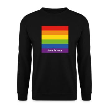 Love is Love Rainbow Flag gay marriage pride ally - Unisex Sweatshirt - black - Front - Alina (178cm) & Michal (187cm)