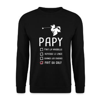 Papy golfer papi golf grandfather funny gift - Unisex Sweatshirt - black - Front - Alina (178cm) & Michal (187cm)