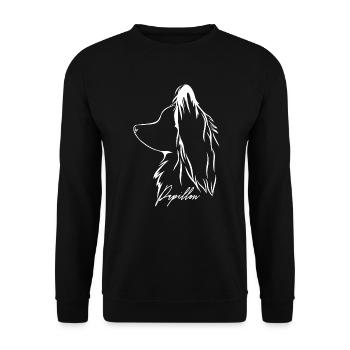 PAPILLON Profil Hunde Hund Wilsigns - Unisex Pullover - Schwarz - Vorne - Alina (178cm) & Michal (187cm)
