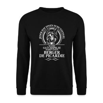 BERGER DE PICARDIE Schutzengel Hundespruch Hunde - Unisex Pullover - Schwarz - Vorne - Alina (178cm) & Michal (187cm)