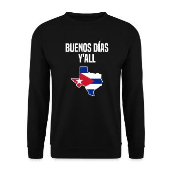 Kubanisch-texanisches Design für Einwanderer - Unisex Pullover - Schwarz - Vorne - Alina (178cm) & Michal (187cm)