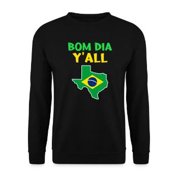 Brasilianisch-texanisches Design für Einwanderer - Unisex Pullover - Schwarz - Vorne - Alina (178cm) & Michal (187cm)
