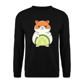 Hamster-Gurken-Design für Hamster-Liebhaber - Unisex Pullover - Schwarz - Vorne - Alina (178cm) & Michal (187cm)