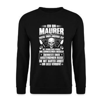 Maurer Mauern Bauarbeiter Baustelle Fossil - Unisex Pullover - Schwarz - Vorne - Alina (178cm) & Michal (187cm)