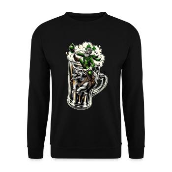 Riding Leprechaun (Irish Leprechaun) - Unisex Sweatshirt - black - Front - Alina (178cm) & Michal (187cm)