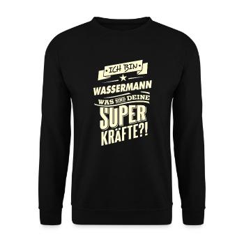 Superkräfte Wassermann Rahmenlos Sternzeichen Ge - Unisex Pullover - Schwarz - Vorne - Alina (178cm) & Michal (187cm)