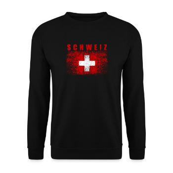 Schweiz Flagge 008 AllroundDesigns - Unisex Pullover - Schwarz - Vorne - Alina (178cm) & Michal (187cm)