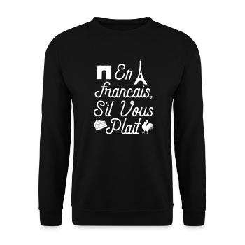 French Teacher En Franc ais S'il vous Plait - Unisex Sweatshirt - black - Front - Alina (178cm) & Michal (187cm)