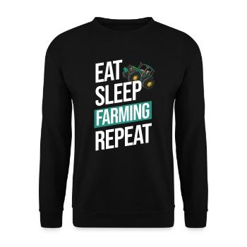 Eating Sleeping Farm Saying - Unisex Sweatshirt - black - Front - Alina (178cm) & Michal (187cm)
