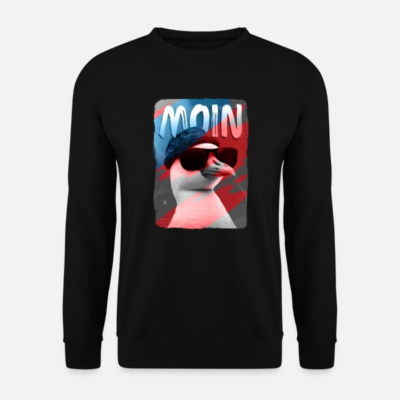 Moin! Hamburger Möwe mit Sonnenbrille - Unisex Pullover - Schwarz