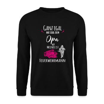 Mein Opa ist Feuerwehrmann - Unisex Pullover - Schwarz - Vorne - Alina (178cm) & Michal (187cm)