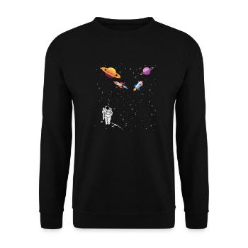 Weltall Space Raketen Raumfahrt Astronaut - Unisex Pullover - Schwarz - Vorne - Alina (178cm) & Michal (187cm)
