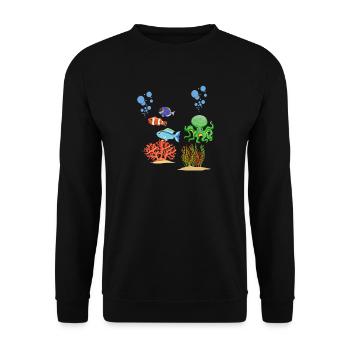 Sea creatures Corals Underwater world Octopus - Unisex Sweatshirt - black - Front - Alina (178cm) & Michal (187cm)