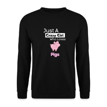 Tierliebhaber Mädchen Farm Tier Geschenk Schwein - Unisex Pullover - Schwarz - Vorne - Alina (178cm) & Michal (187cm)