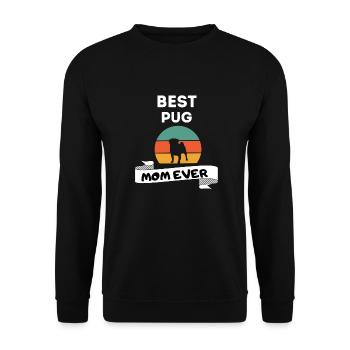 Mops Mama Retro Muttertag Hund Mops - Unisex Pullover - Schwarz - Vorne - Alina (178cm) & Michal (187cm)