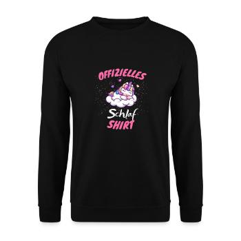 Schlafendes Tier Offizielles Schlaf Shirt Einhorn - Unisex Pullover - Schwarz - Vorne - Alina (178cm) & Michal (187cm)