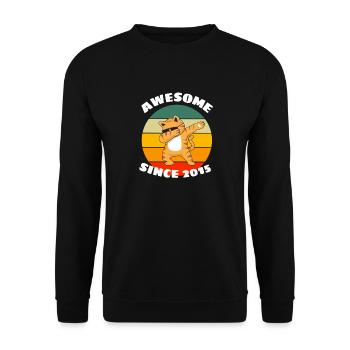 Fantastic since 2015 Retro Dab Cat Birthday - Unisex Sweatshirt - black - Front - Alina (178cm) & Michal (187cm)