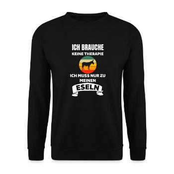 Bauernhof Tier Lustiges Retro Esel - Unisex Pullover - Schwarz - Vorne - Alina (178cm) & Michal (187cm)