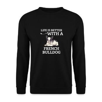 Frenchie Dogs Drôle Français Bulldog - Sweat-shirt Unisexe - noir - Devant - Alina (178cm) & Michal (187cm)