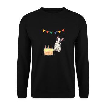 Birthday Party Dog Party French Bulldog - Unisex Sweatshirt - black - Front - Alina (178cm) & Michal (187cm)
