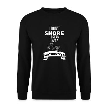 Funny Snoring Biker Motorcyclist Motorcycle - Unisex Sweatshirt - black - Front - Alina (178cm) & Michal (187cm)
